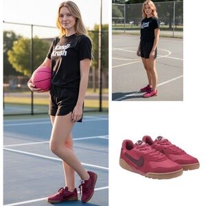 Nike Terra Manta Suede sneakers Sweet Beets and Burgundy Crush & brown gum soles
